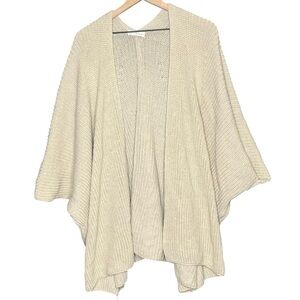 House Of Harlow 1960 Beige Open Knit Shawl Poncho With Gold Flecks One Size